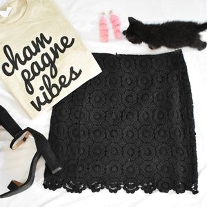 Flower Crochet Lace Black Mini Skirt